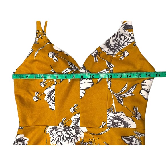 Juniors Mustard Yellow Floral Fit and Flare Mini Sundress Size 13 - Picture 6 of 8